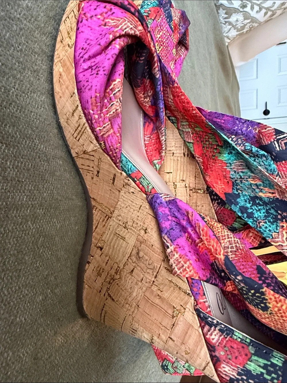 Impo Multicolor Tie-Wrap Wedge Sandals